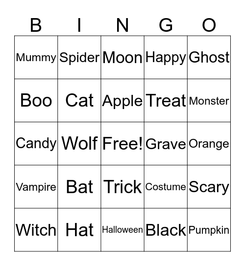 Halloween Bingo Card