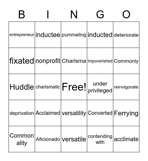 2017 1st Quarter Bingo Card