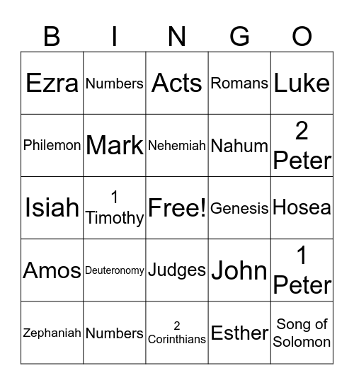 BIBLE Bingo Card