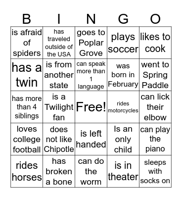 Human Bingo: Someone Who... Bingo Card