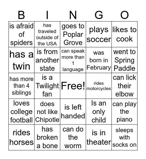 Human Bingo: Someone Who... Bingo Card