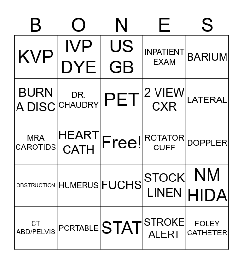 RAD TECH WEEK! Bingo Card