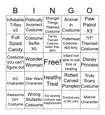 2017 Trick or Treat Bingo  Bingo Card