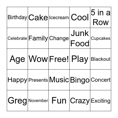 Happy Birthday! Bingo Card