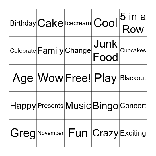 Happy Birthday! Bingo Card