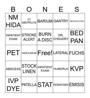 RAD TECH WEEK! Bingo Card