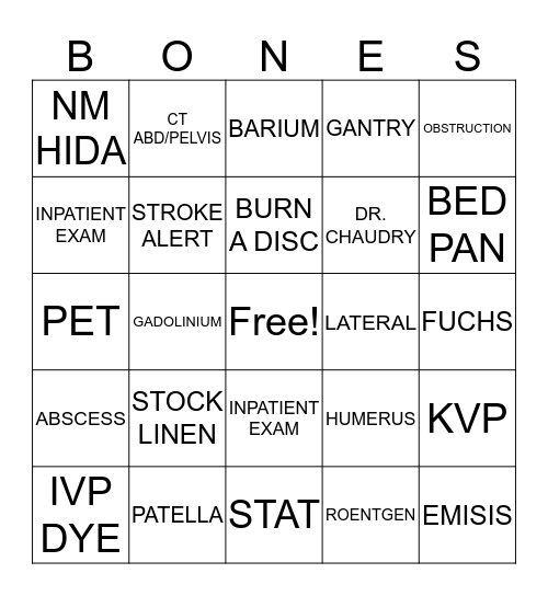 RAD TECH WEEK! Bingo Card