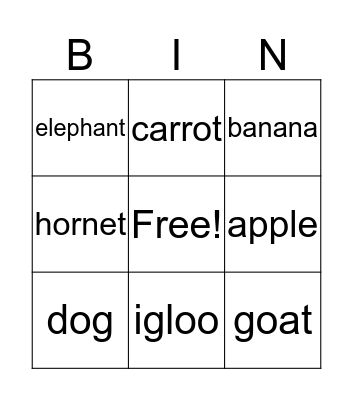 Test Bingo Card