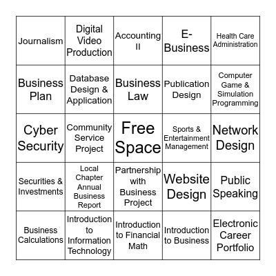 FBLA Bingo Card