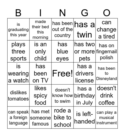 Find Someone Who... Bingo Card