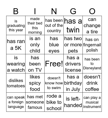 Find Someone Who... Bingo Card