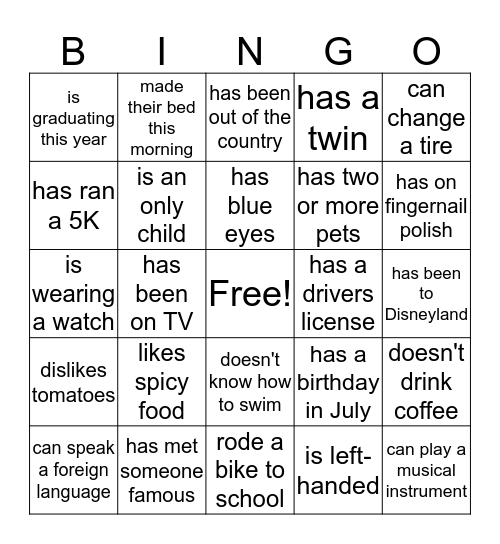 Find Someone Who... Bingo Card