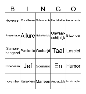 De Hovenier van Eden Bingo Card