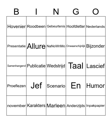De Hovenier van Eden Bingo Card