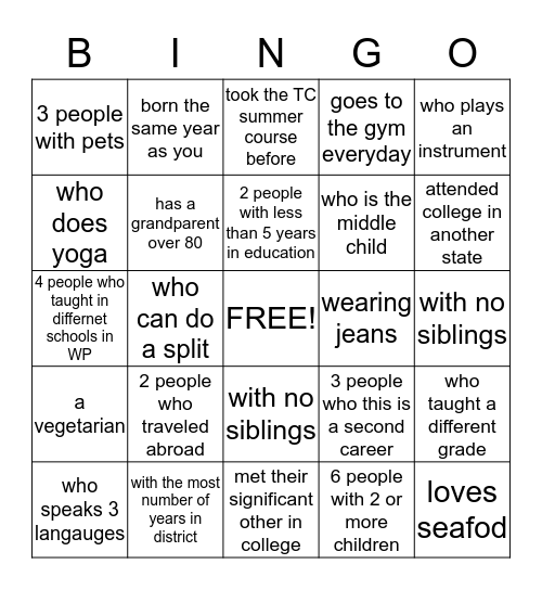 Community Builder Bingo Card