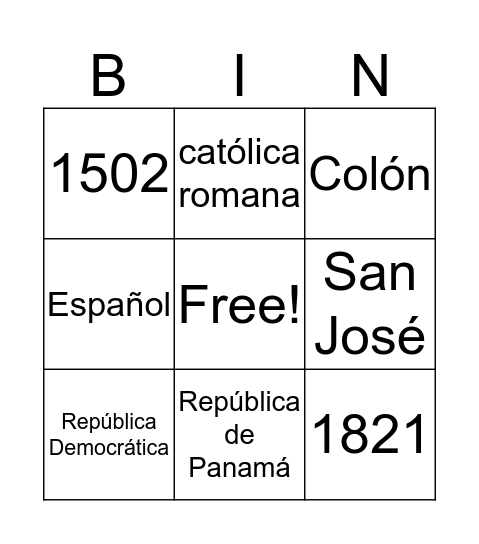 Centro América​ Bingo Card