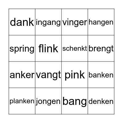 Thema 6 les 4 Bingo Card