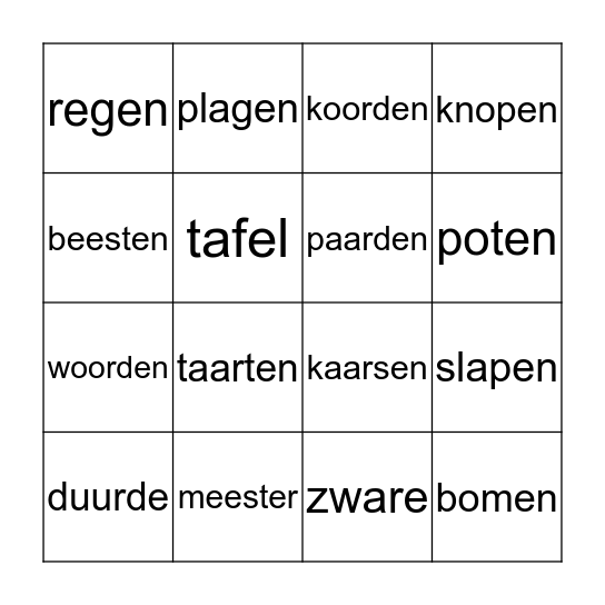Thema 8 les 5 Bingo Card