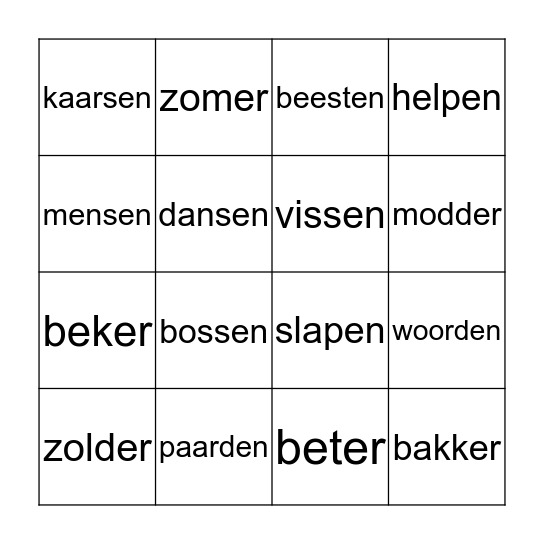 Thema 9 les 1+2 Bingo Card
