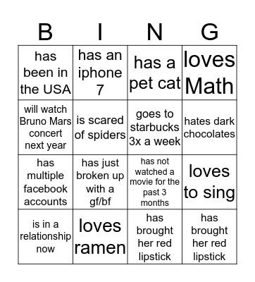 FIND SOMEONE WHO Bingo Card