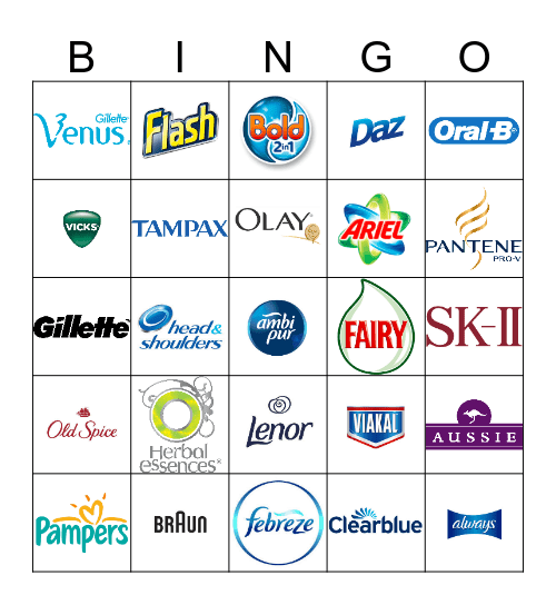 P&G Logo Bingo Card