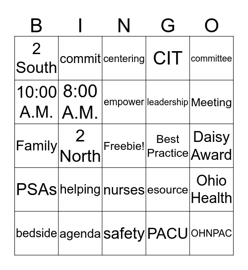 Nursing Congress Rapid Bingo Card