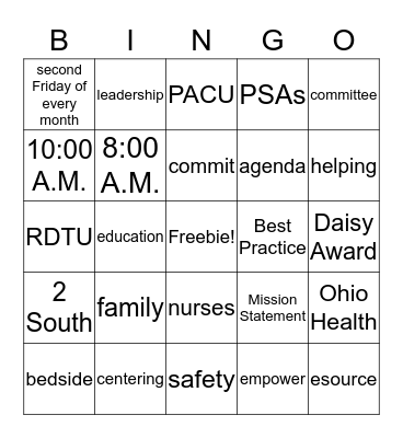 Nursing Congress Rapid Bingo Card