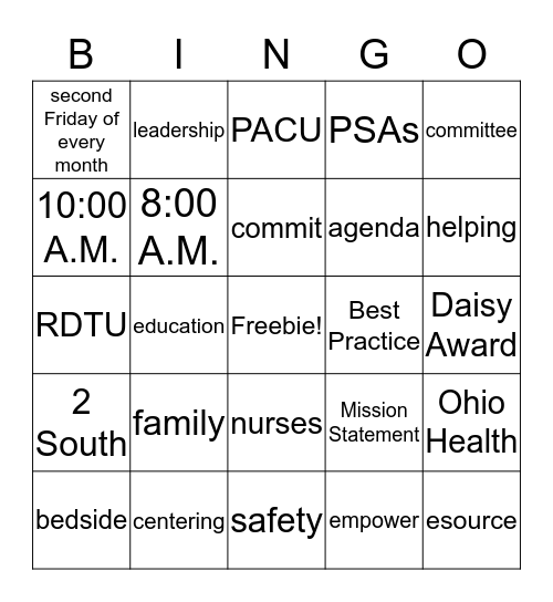 Nursing Congress Rapid Bingo Card