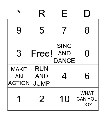 ACTIONS - What number is it? Bingo Card