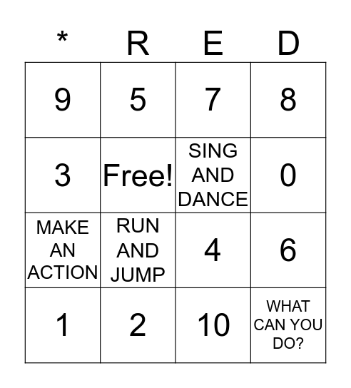 ACTIONS - What number is it? Bingo Card
