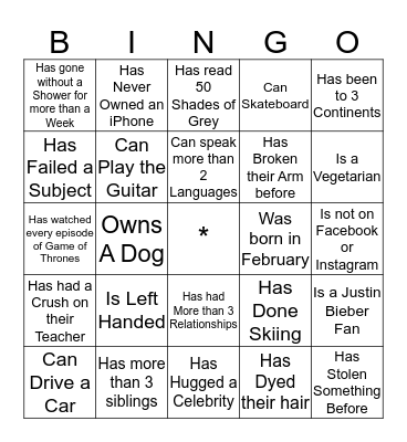 Human Bingo Card