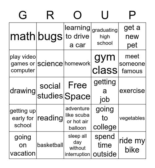 Getting to know one another Bingo Card