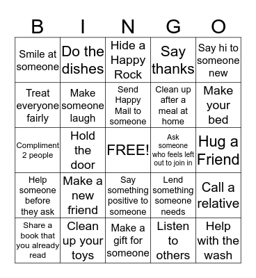 25 Days of Kindness Bingo Card