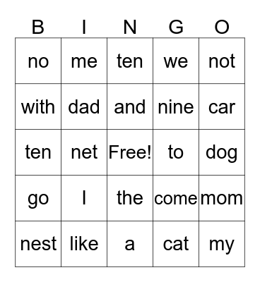 sight n Bingo Card