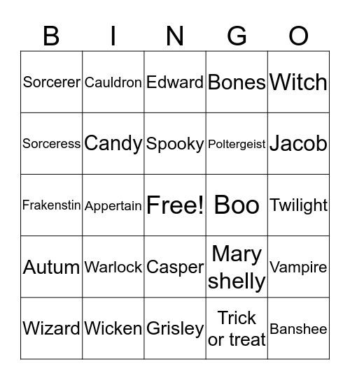 Halloween jenna Bingo Card