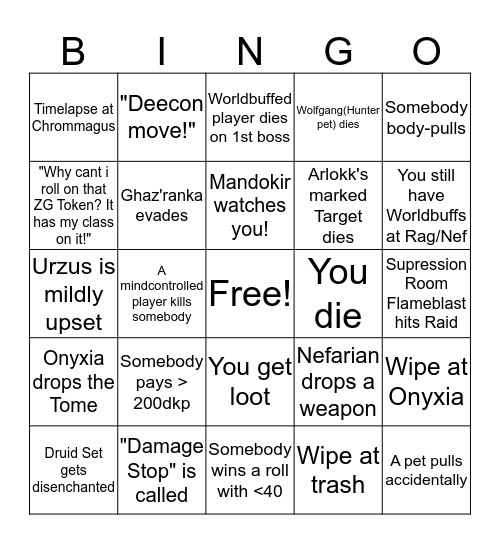 Encore Bwl/Zg/Ony Bingo [Eng] Bingo Card