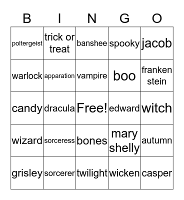 Halloween Bingo Card