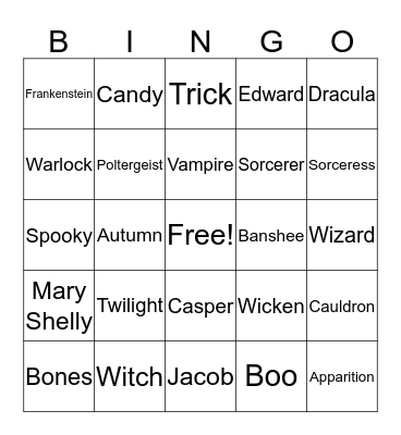 Halloween Bingo Card