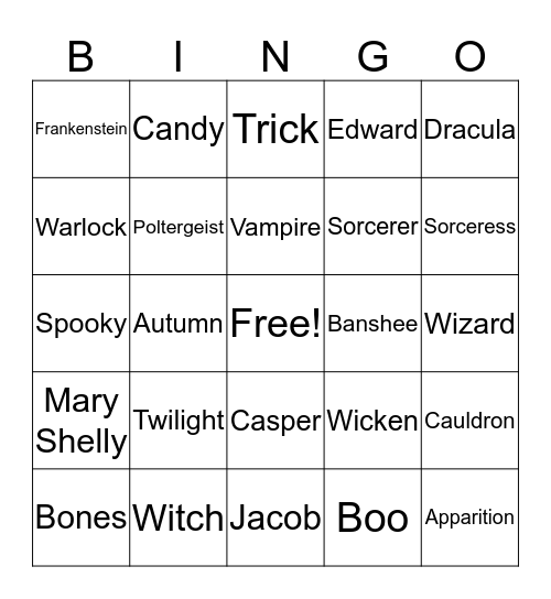 Halloween Bingo Card