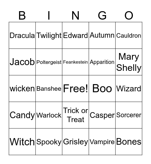 Halloween Bingo Card