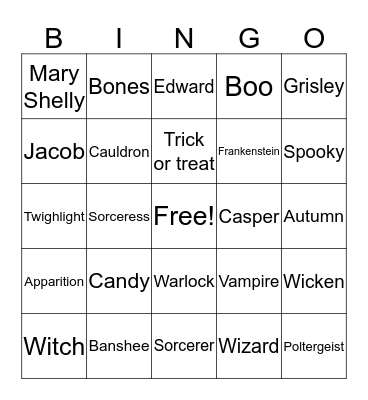 Holloween  Bingo Card