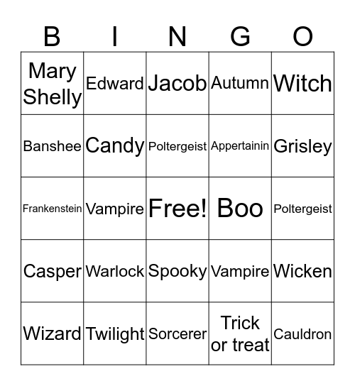 Haloween-Eleanor  Bingo Card