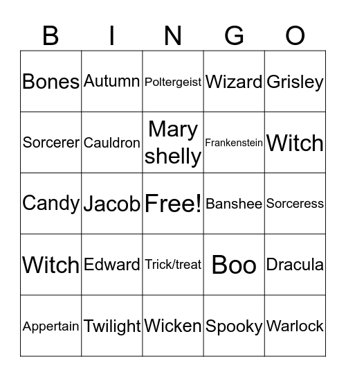 HALLOWEEN Matt  Bingo Card
