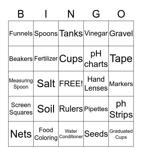 Ecosystems Bingo Card