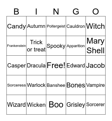 Halloween  Bingo Card