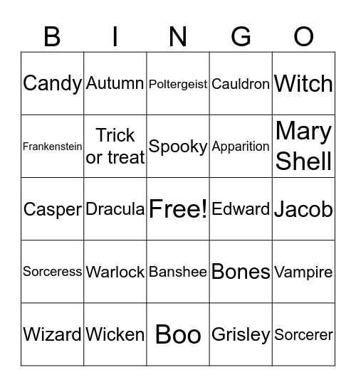 Halloween  Bingo Card