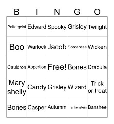 Halloween Bingo Card