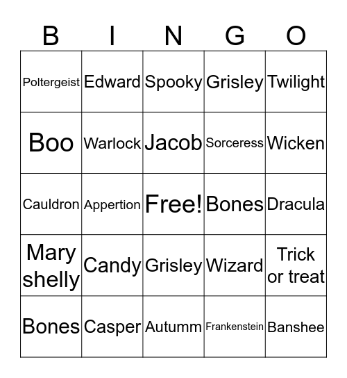 Halloween Bingo Card