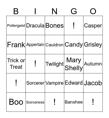Halloween-Tim Bingo Card