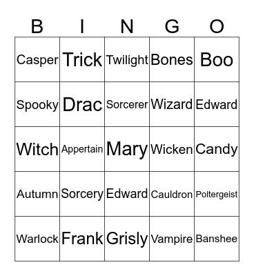 Halloween  Bingo Card